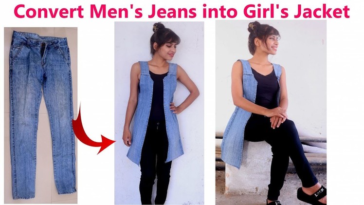 DIY: Convert. Reuse. Recycle Men's Old Jeans into Girl's Jacket. Diy Girl's denim jacket