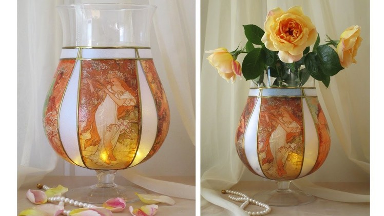 DIY Flower Glass Vase Decoupage Tutorial