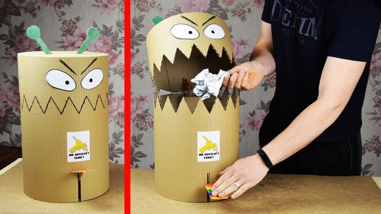 DIY funny toy Trash Can from cardboard