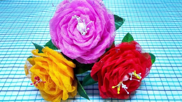 DIY Organdy flowers with organdy cloth || Cloth flowers