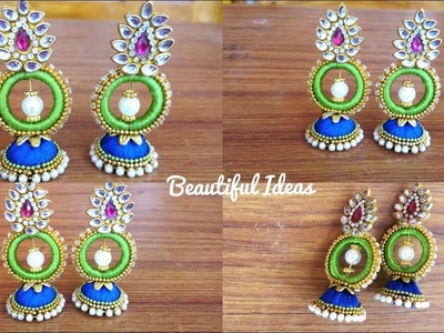 DIY.Silk thread Designer Chandbali Earrings.Beautiful Ideas