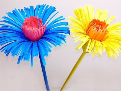 DIY Stick Making Flowers with Color Paper | Stick Paper Flower | Jarine's Crafty Creation
