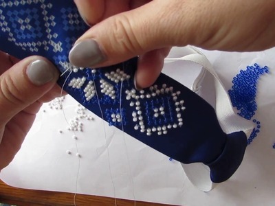 DIY  tie for children beaded embroidery. Ukrainian method easy to embroider