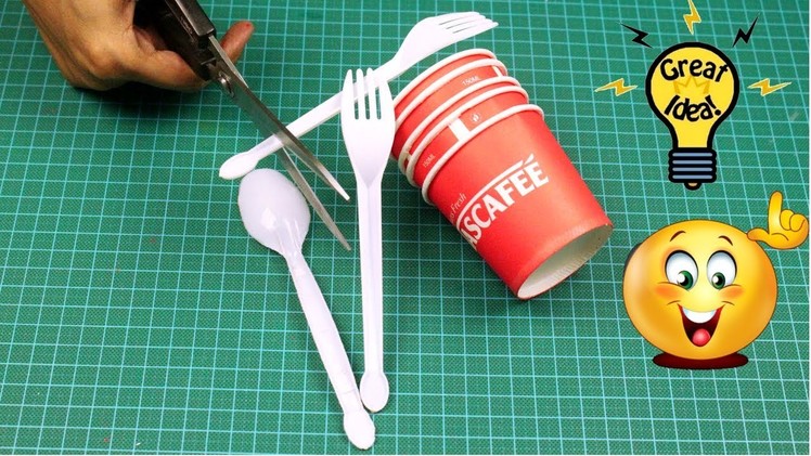 DIY - Waste Plastic Spoon and Paper cup craft ideas - Best out of waste ideas