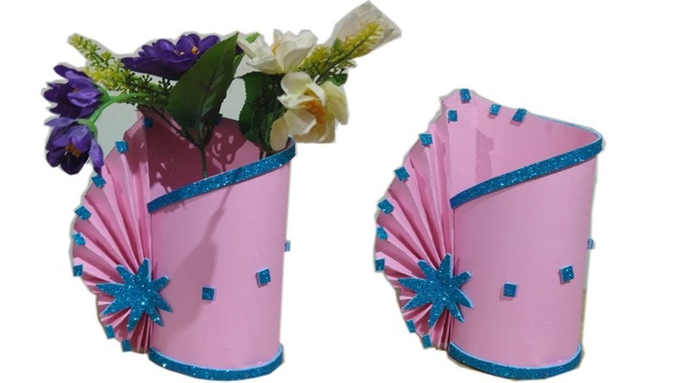Flower Vase From Paper.creative art.Paper Craft.DY Art and Craft.Handmade Paper Flower Vase For Kids
