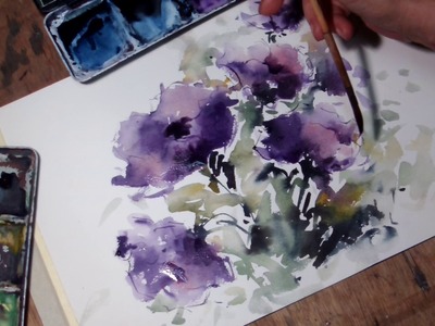 Hedwig's Art Purple flowers watercolor
