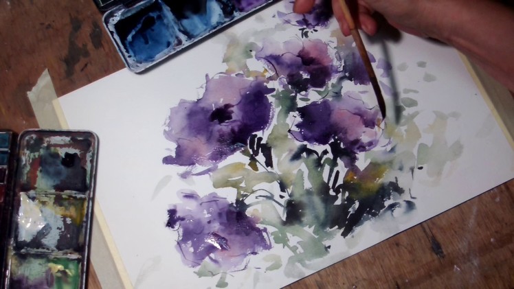 Hedwig's Art Purple flowers watercolor