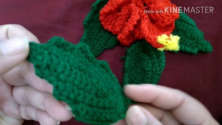 How to Crochet Hibiscus flower's leaf  # in Marathi with English subtitles #