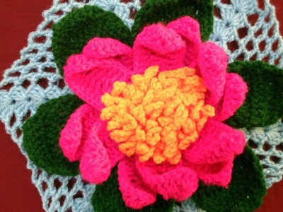 How to crochet Lotus flower doily # in Marathi # English subtitles # कसा विणायचा कमळ फुलाचा रुमाल