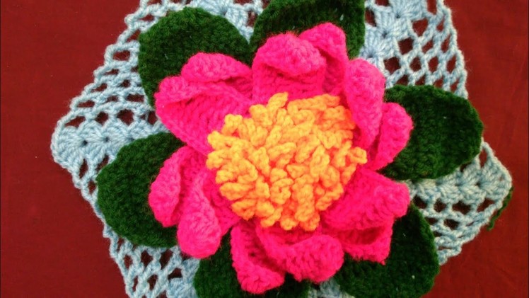 How to crochet Lotus flower doily # in Marathi # English subtitles # कसा विणायचा कमळ फुलाचा रुमाल