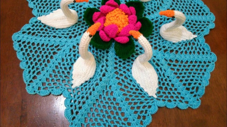How to crochet swan doily # in marathi# English subtitles कसा विणायचा लोकरी 6 हंसाचा रुमाल#प्रकार 13