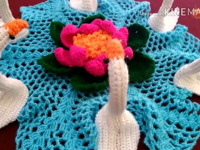 How to Crochet swan for 6 swan doily # in Marathi # English subtitles#विणा हंस रुमालासाठि लोकरी हंस