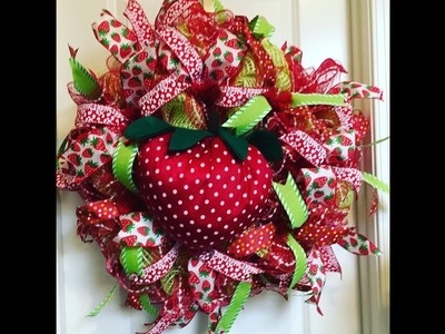 How to make a deco mesh Strawberry with Pouf and Curl method