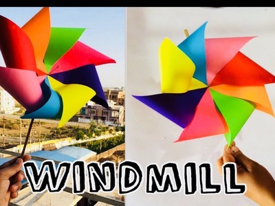 How to make craft paper windmill or paper fan a very easy to DIY craft ideas for kids in summer 2018