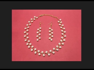 How to Make Pearl Necklace and Earrings || Diy || Jewellery Making