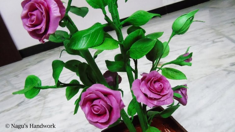 How to make Rose with clay step by step - Rose Bonsai Plants - how to make rose with Thai clay