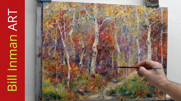 How to Paint Aspen Trees -  Oil Paint - Fast Motion  Art Video  Rocky Mountain Dream by Bill Inman