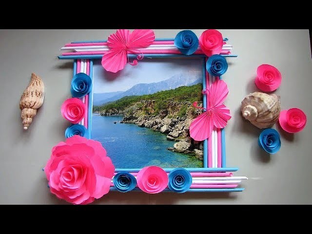 Make Awesome Photo Frame Out Of Newspaper Sticks | Diy-Newspaper Paper-Crafts | DIY Wall decor frame