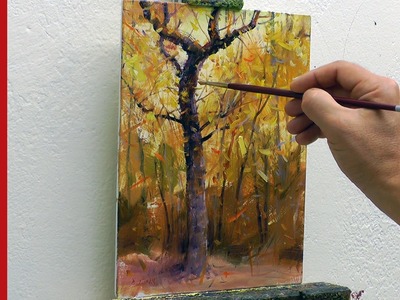 Paint Trees - Learn to Paint Fall Colors and Leaves - Fast Motion - by Master Artist Bill Inman