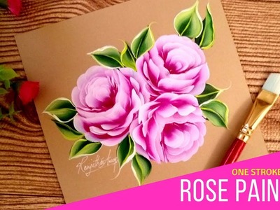 Quick and Easy Pink Roses ????????  | Acrylic Painting | One stroke painting Roses | DIY