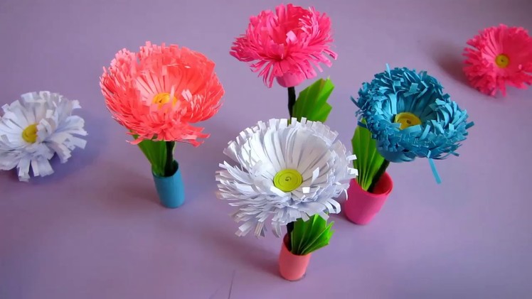 Small Paper Flower Pot. Handmade Craft. Home Decor. Quilling Miniature 3D Flower Bouquet Pot