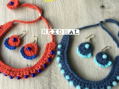 ஜுவல்லரி செட் - How to Make Very Easy Crochet Handmade Jewellery Set in Tamil - DIY Jewelry