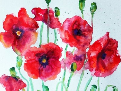 Watercolor Poppies Tutorial | Speed Painting