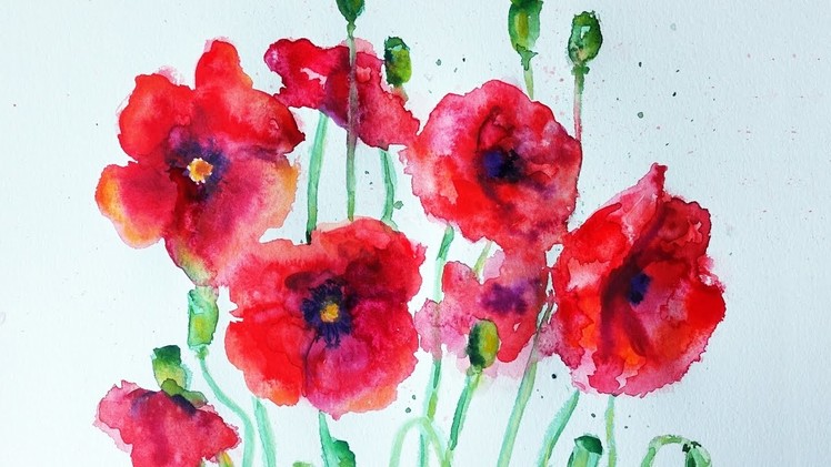 Watercolor Poppies Tutorial | Speed Painting
