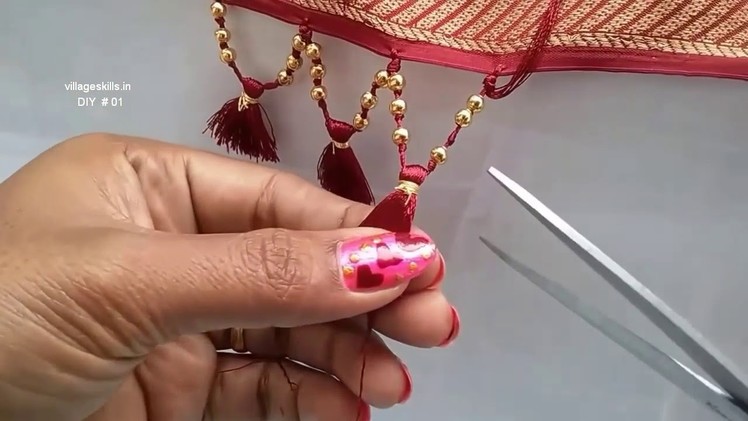 3 easy saree kuchu. tassel designs making ideas, how to make silk thread & pom pom saree tassels,DIY