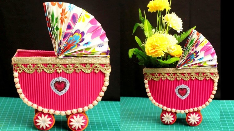Cardboard Crafts - How to Make Flower Vase from Cardboard - Flower Vase Making From Waste Material