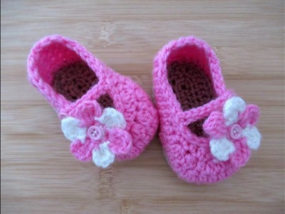 Crochet baby shoes booties slippers 3.5" 0-3 months tutorial Happy Crochet club