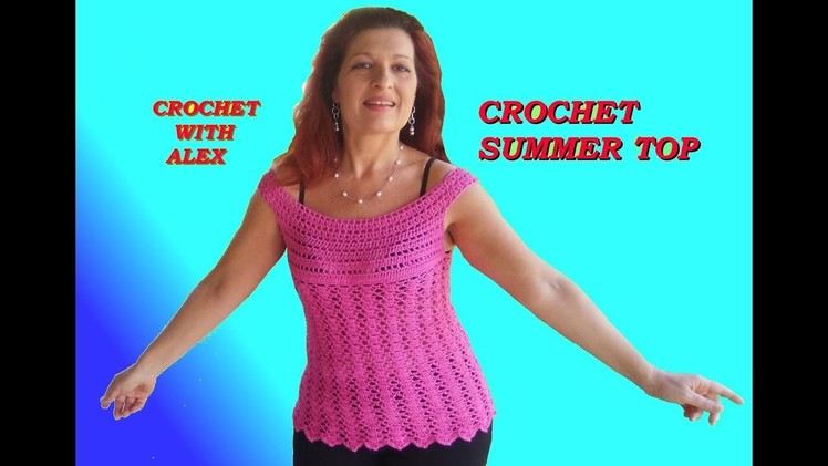 CROCHET TOP DOWN BLOUSE BOAT NECK ANY SIZE TUTORIAL EASY AND QUICK TO DO