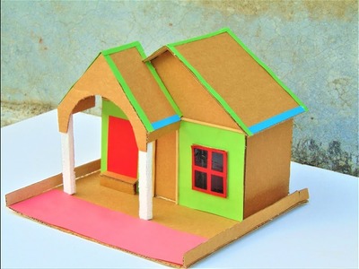 DIY || Cardboard House model - How to Make Small Cardboard House - School Project For kids