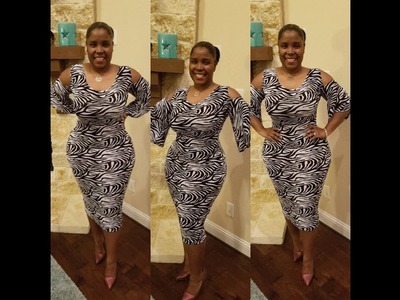 DIY COLD SHOULDER FLUTTER SLEEVE DRESS|How to sew a bodycon dress easy