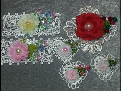 DIY~Gorgeous Pearl Spray Embellishments From Left Over Lace & Acrylic Beads!!