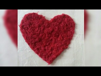 DIY- How to make fluffy soft heart out of paper and wool.yarn