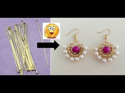 DIY Pearl Earrings, How to make Head Pin Jhumkas, How to make Beautiful Pearl Jhumkas using Headpins