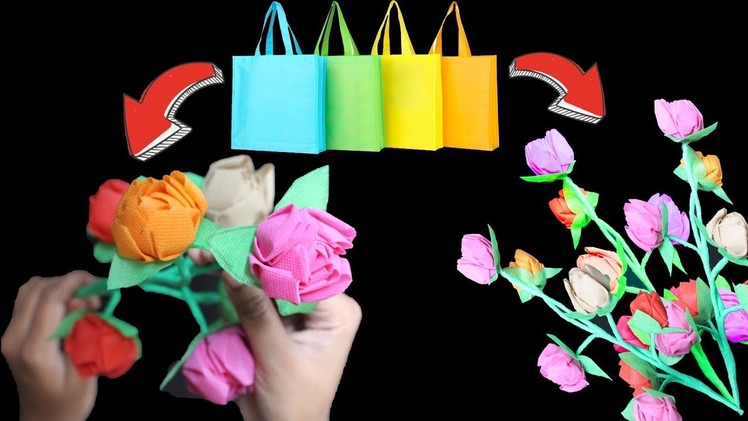 DIY: Shopping Bag Rose! How to Make Beautiful Realistic shopping bag Rose-carry bag crafts-Eti's Etc