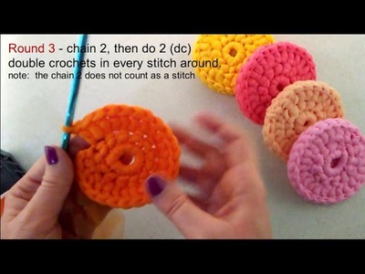 How to Crochet Round Tulle Dish Scrubber (Dish Scrubby Tutorial with Instruction Notes)