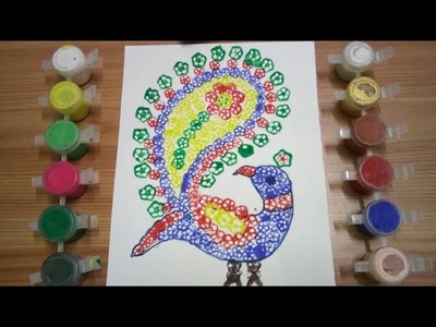 How to draw Bhindi (ladyfinger) painting peacock in easy steps