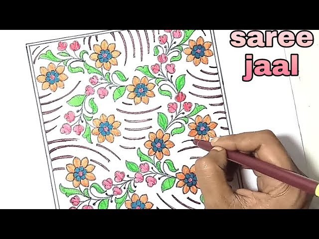 How to draw embroidery jaal design step by step,jall designs for embroidery.