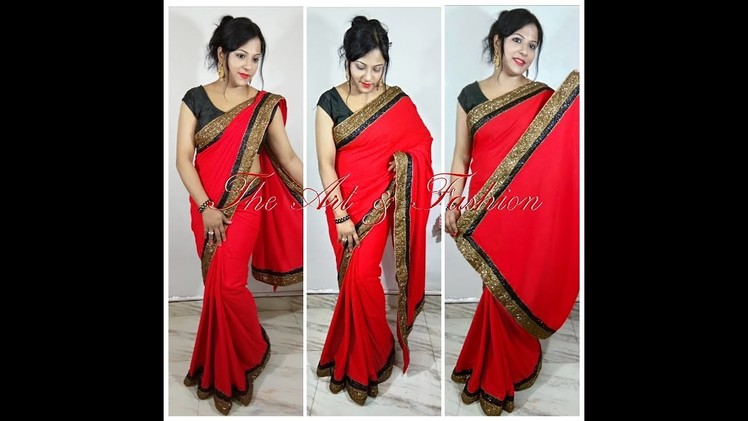 How to make a beautiful, fashionable, stylist, elegant red designer saree at home in hindi
