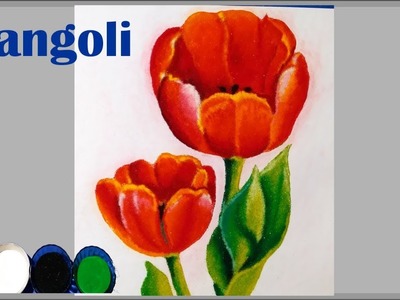 How to make a beautiful Tulip flower  rangoli. Very easy and beautiful rangoli .