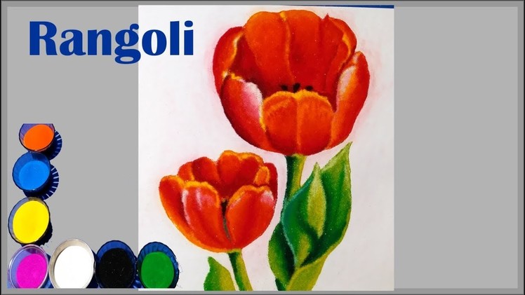How to make a beautiful Tulip flower  rangoli. Very easy and beautiful rangoli .