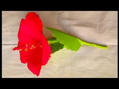 How To Make a Hibiscus Flower by colour paper | Create a Jaba flower by paper | Diy Hibiscus Flower