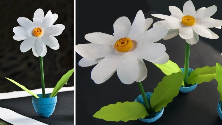 How to Make a Mini Paper Flower Pot - Home Decor - 3D flowers