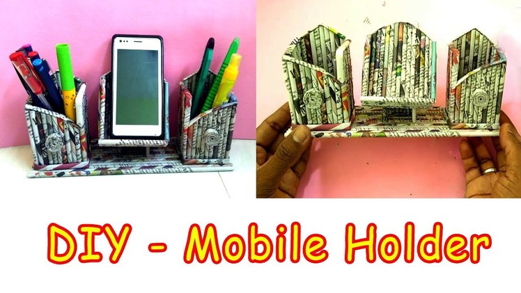 How to make a mobile and pen holder Using Newspaper | All Type videyos
