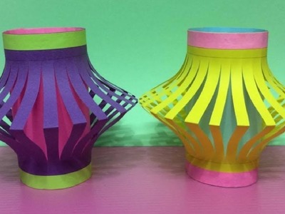 How to make a paper Lantern at home # Easy Paper Lantern # Paper craft paper lantern !!! High