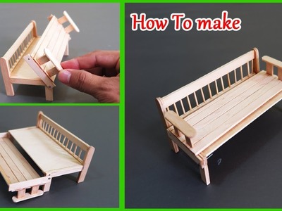How To Make A Pull Out Sofa Bed From Popsicle Stick -  Miniature Sofa Bed ( Crafts For Kids)