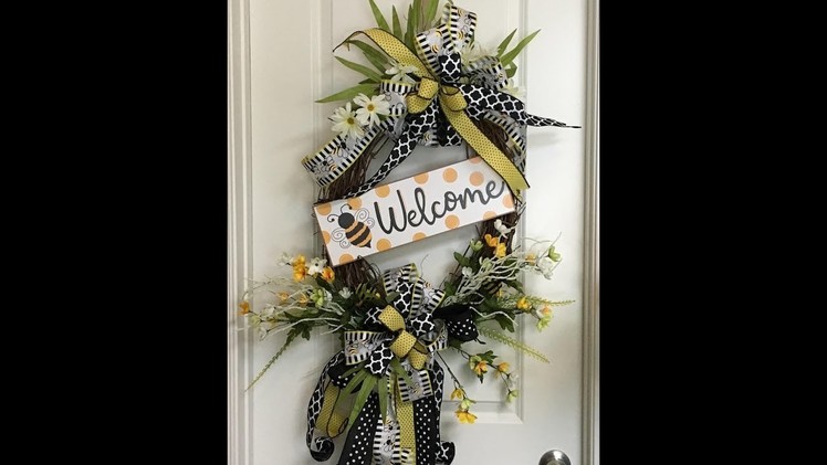 How to make an Oval Grapevine Bee Wreath with 2 big bows